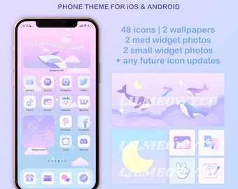 BTS Borahae Whale Phone Theme iOS, Tablet, iPad, Android, iPhone icons, widgets, wallpaper