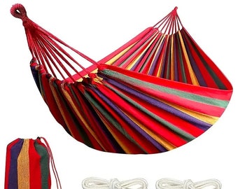 Heavy-Duty Hammock with Tree Straps, 450lb Capacity - Compact & Easy Setup for Camping, Backyard Relaxation - Travel Bag Included