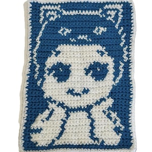 Blue & White Kitty Cat Sonny Angel Inspired Crochet Tapestry