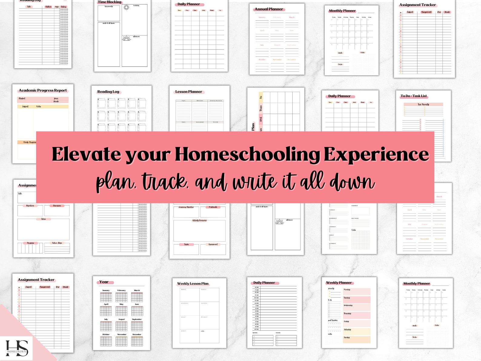 Comprehensive Homeschool Planner Printable for Teachers, Kindergarten ...