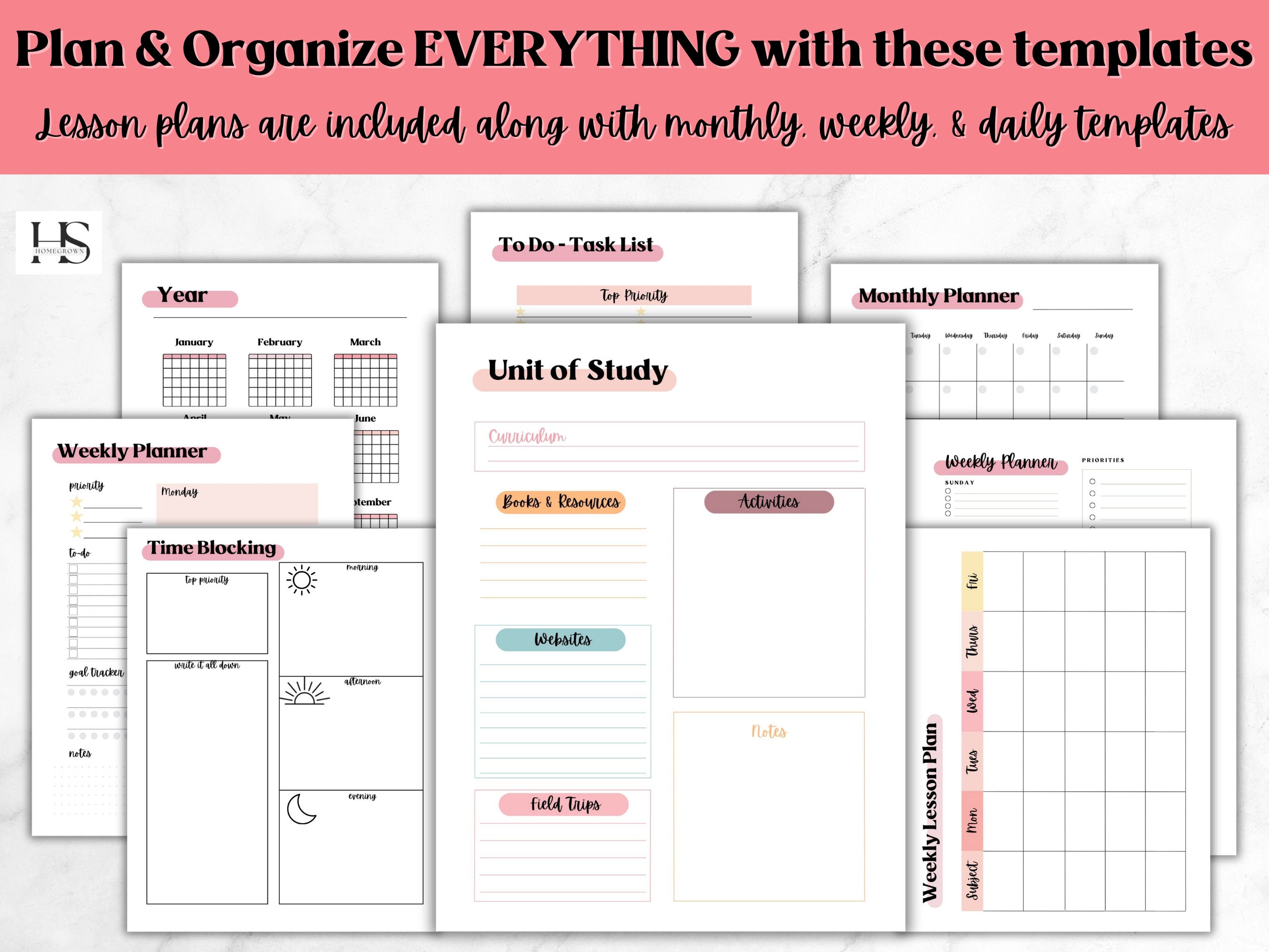 Comprehensive Homeschool Planner Printable for Teachers, Kindergarten ...