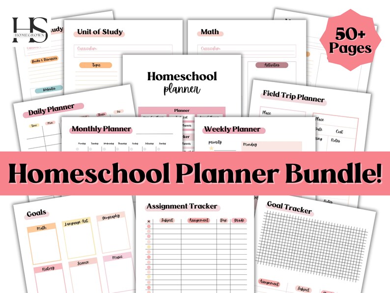 55pg HOMESCHOOL Planner Printable, Academic Lesson Planner, Home School ...