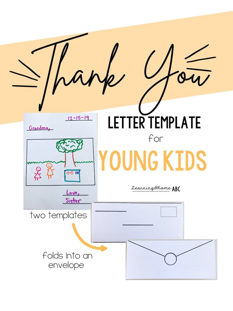 Editable Thank You Letter Template for Young Kids Canva - Etsy