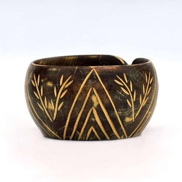 Handmade Yarn bowl Handmade large yarn bowl and Hand-painted with Hand Carved Wooden Yarn Bowl 7 x 4Yarn holder  Knitting Crochet bowl