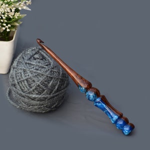 Epoxy Resin and Rosewood mix crochet hooks Handcrafted ergonomic handle crochet hook 3mm to 16mm Pure Rosewood Pure Resin - best gift idea