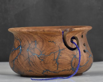 Yarn Bowl Wooden, Large Handmade Yarn Holder for Crocheting, Knitting Bowl,  Lichtenberg Figure & Resin Yarn Bowl, Yarn Storage Bowl - Merit Wooden Craft