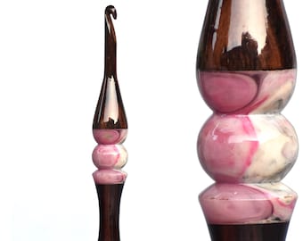 Crochet Hook Epoxy Resin and Rosewood mix crochet hook set Ergonomic Handle Crochet Hooks Soft Handle Craft Yarn Weave Needles