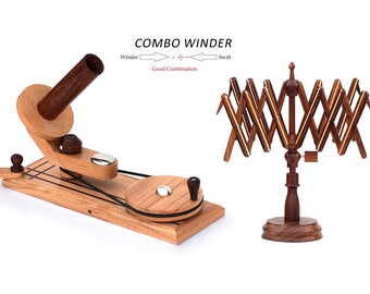 Handmade Wooden Yarn Ball Winder with Amish Swift Set Knitting Crochet Tool for Skeins