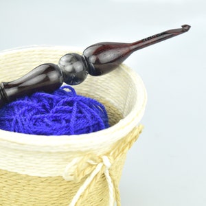 Wooden Epoxy Crochet Hooks Set of 13, Set of -7 - 3.5mm to 12mm - Natural Hand Turned Ergonomic Custom Crochet Hooks - Engraved with Sizes