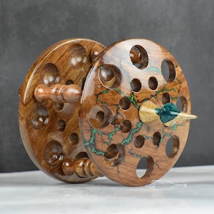 New lichtenberg  design Crochet Hook Holder 15 holes, Wooden Hook Stand Storage, Crochet Hooks Organizer