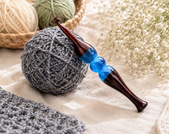 Uncinetti in palissandro con manico in resina da 3 mm a 12 mm, utensile ergonomico per uncinetto in legno fatto a mano