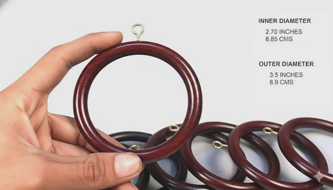Wooden Drapery Curtain Rings Set | Multi Inner Diameter Smooth Wood ...