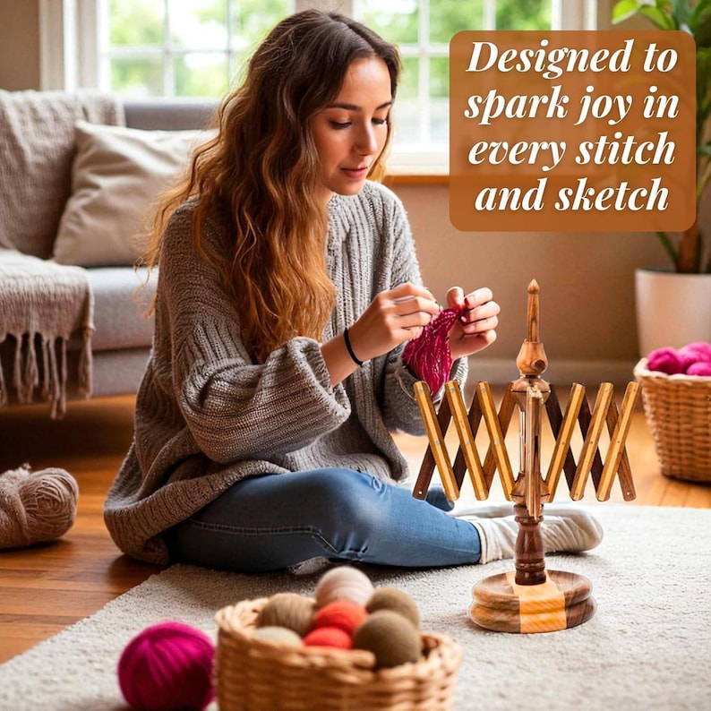 Handcrafted Rosewood Yarn Ball Winder & Swift Set – Personalized Knitting and Crochet Gift for Winder Multi Swift