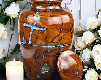 Fractal Burning Rosewood Cremation Urn: Resin Epoxy Memorial