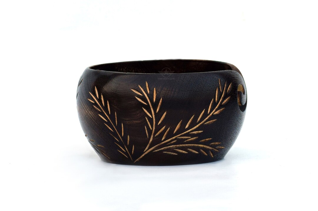 Yarn Bowl Black Antique Yarn Bowl Hand Cutter Yarn Storage Bowl 7 X 7 X 4 Leaf Design for
