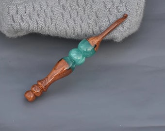 Epoxy and Rosewood Mix Yarn bowl and Crochet hook 3.5 mm to 12 mm Crochet hook Soft Handle Knitting Needles for Knitting Crocheting handle