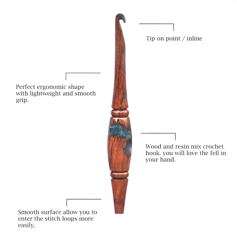 Juego de agujas de ganchillo de resina y palisandro: agujas de tejer ergonómicas (3,0 mm-12 mm) imagen 10