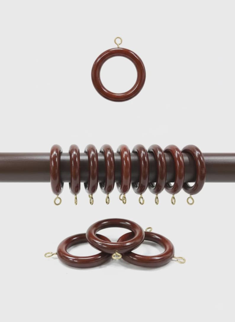 Wooden Drapery Curtain Rings Set | Multi Inner Diameter Smooth Wood ...