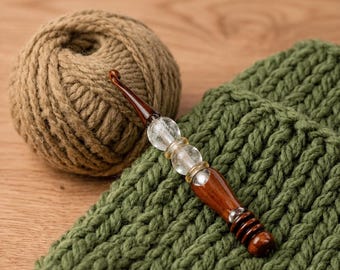 Crochet Hook | Ergonomic Soft Handle | Handmade Hook for Knitting & Crocheting | Epoxy Resin Gift