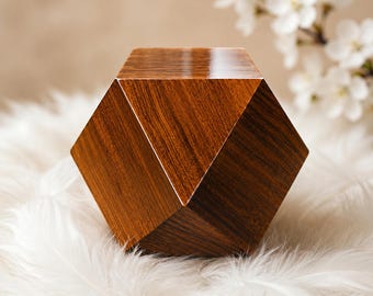 Personalized Wooden Urn for Ashes, Custom Memorial Box, Geometric Cremation Keepsake Gift