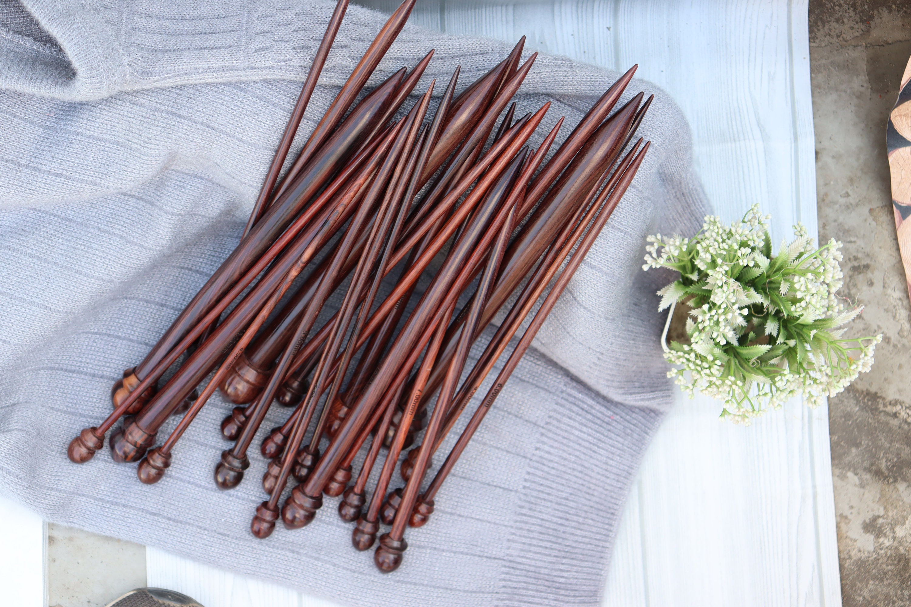 Single Pointed Knitting Needles Rosewood Needle Set of 26 Etsy