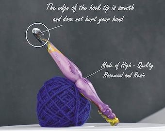 Handmade Resin Wood Crochet Hook: Ergonomic Soft Grip Knitting Needle