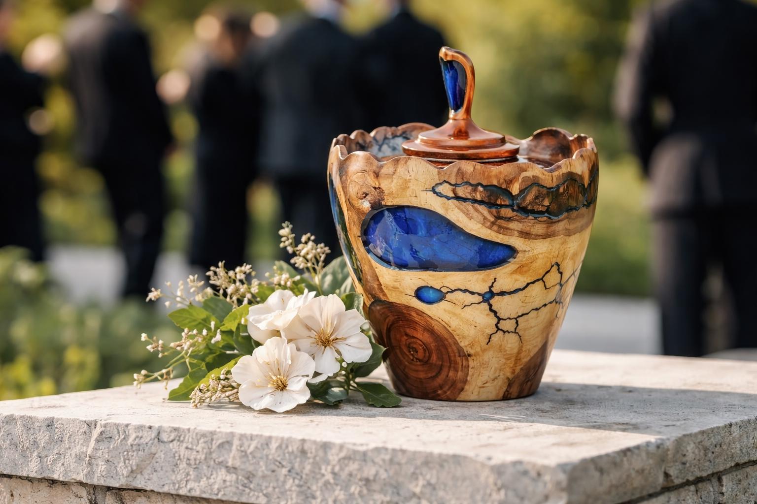 Urna Per Ceneri In Legno Di Palissandro Con Farfalla Incisa - Capienza 550 Cm³, Fatte A Mano, Per Colombario O Cimitero