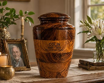 Personalized Wooden Cremation Memorial for Ashes, Handcrafted Rosewood Keepsake Funeral Gift