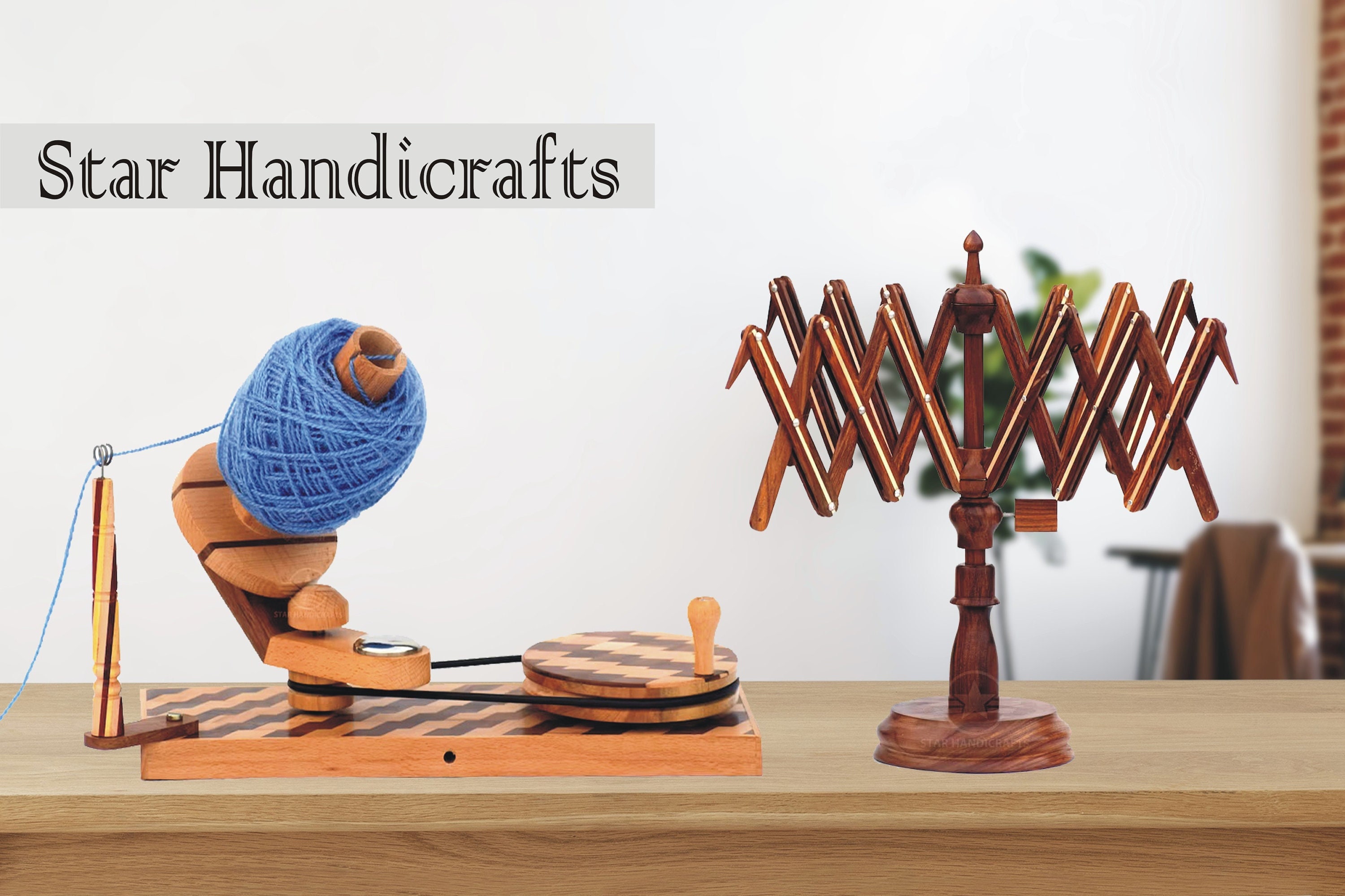 Wooden Yarn Winder and Yarn Swift Umbrella Hand Operated Ball