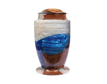 Luxury Cremation Urn | Human Ashes Adult Memorial urn, Rosewood and Epoxy Burial, Funeral Cremation Urns Large Burial Urns 220 Cubic Inches