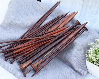 Single pointed rosewood Yarn & Thread Knitting Needles Chunky Yarn needle Set of 26 PCs (13 Pairs) |12 Inch Length  Knitting Crocheting