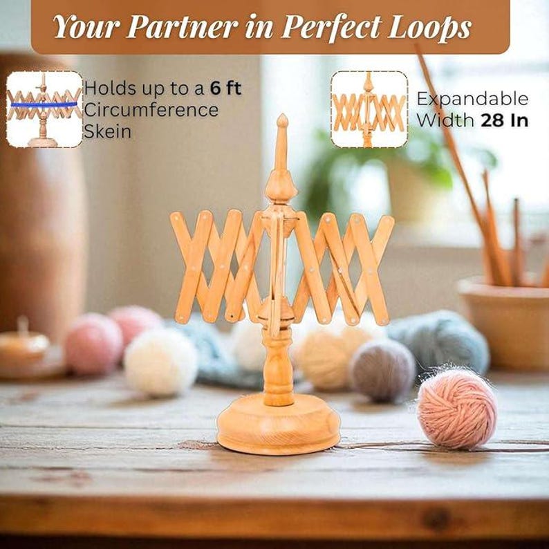 Handcrafted Rosewood Yarn Ball Winder & Swift Set – Personalized Knitting and Crochet Gift for Winder Beechwood Swift
