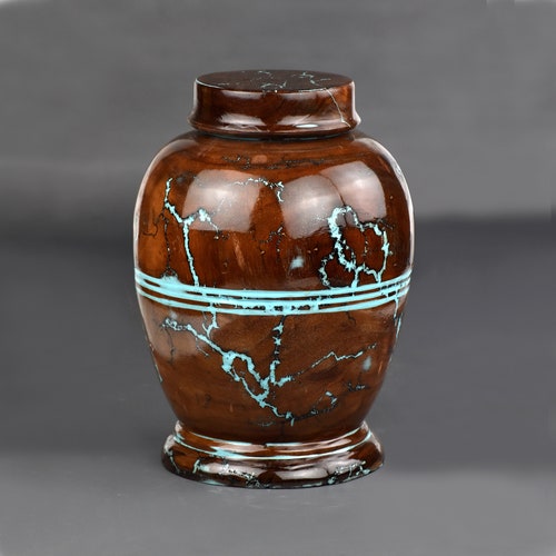Blue Epoxy and Rosewood Cremation Urn for Human Ashes Adult Etsy