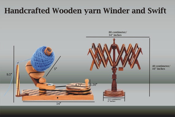  WARESHIRE Yarn Swift and Ball Winder Combo Wooden Handmade Hand  Operated  Natural Yarn Ball Winder Large Center Pull Cake with Tabletop  Umbrella Yarn Swift Wool String Yarn Skein Holder (Antique