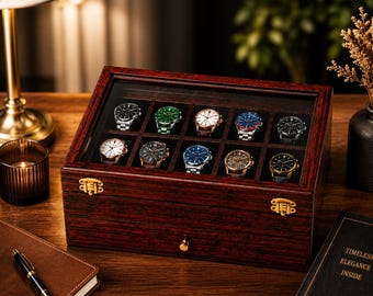 Personalized Rosewood Watch Box with Drawer, Engraved Gift for Men, Father's Day Gift