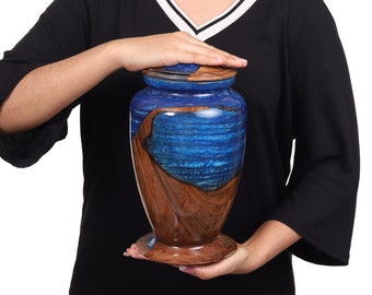 Dark Blue Epoxy Stunning Urn for human ashes Large Urn box Cremation Decorative Urn Unique and Luxury Urn in Cheap price