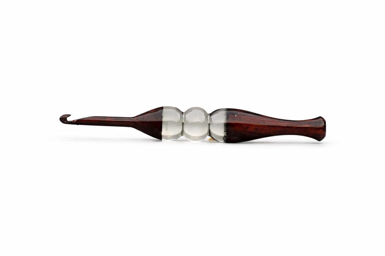 Handmade Rosewood Crochet Hook with Resin Inlay (3mm-12mm) image 4