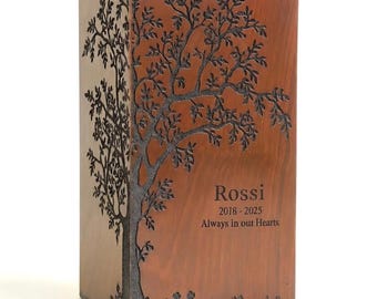 Handmade Rosewood Tree of Life Cremation Urn: Engraved Memorial Keepsake