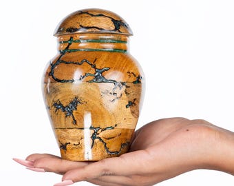 Handmade Rosewood Cremation Urn: Small Wooden Keepsake Urn