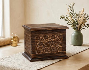 Custom Funeral Urn for Human Ashes – Personalized Wooden Keepsake Box
