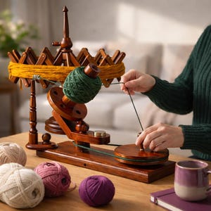 Handcrafted Rosewood Yarn Ball Winder & Swift Set – Personalized Knitting and Crochet Gift for Winder