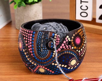 Handmade Resin Wooden Yarn Holder, Large Knitting Organizer, Crochet Storage Gift for Knitters