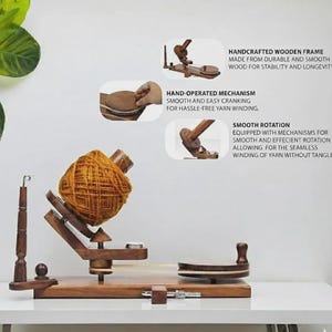 Handcrafted Rosewood Yarn Ball Winder & Swift Set – Personalized Knitting and Crochet Gift for Winder image 14