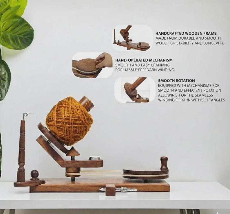 Handcrafted Rosewood Yarn Ball Winder & Swift Set – Personalized Knitting and Crochet Gift for Winder image 14