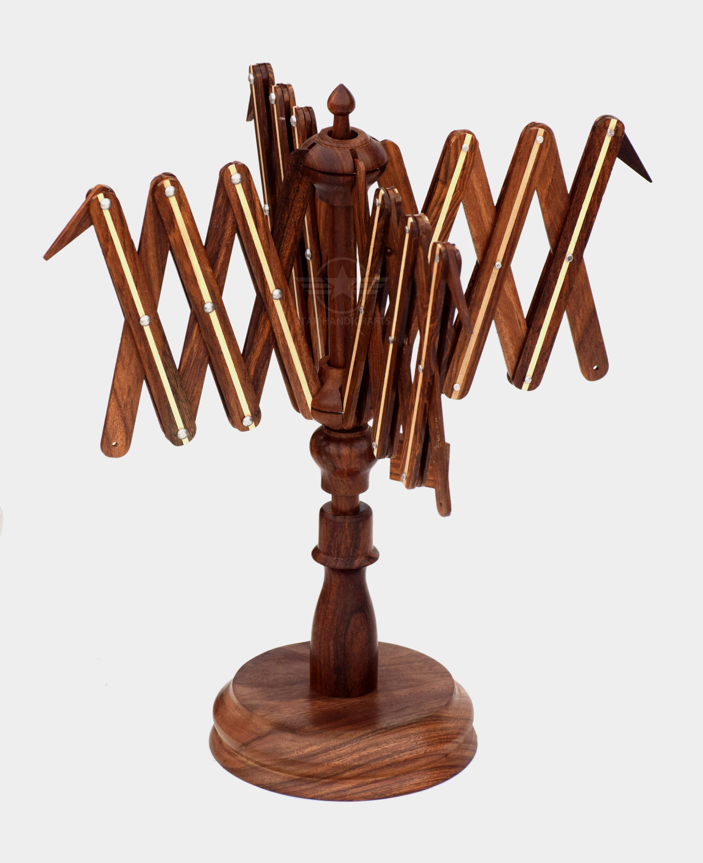  Tijarat handicrafts Wooden Yarn Winder & Yarn Swift Umbrella   Large Spinning Winder and Skein Holder Wooden Ball Winder Good Combination  of Antique Color (Large Yarn Swift + Yarn Winder), (YWYS01)