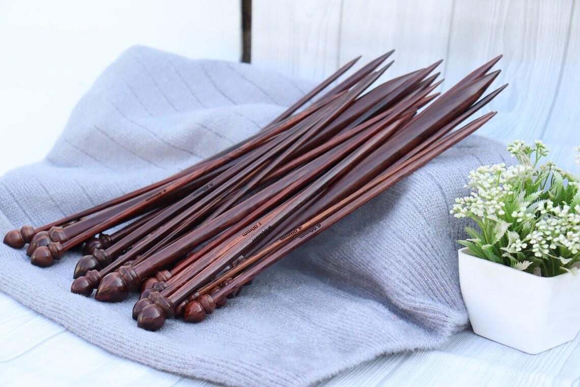 Single Pointed Knitting Needles Rosewood Needle Set of 26 Etsy