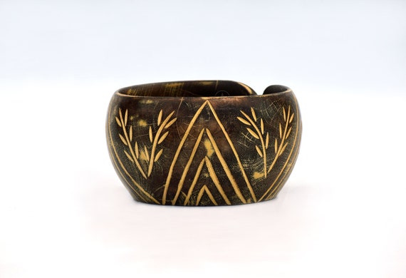 Ciotola Per Filato In Legno Di Acacia - 17.8x17.8x10.2 Cm, Intagliata A Mano Per Uncinetto E Maglia - Foto 5