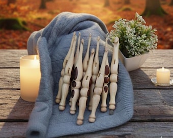 Handmade Rosewood Maplewood Crochet Hook Set: 13 Sizes