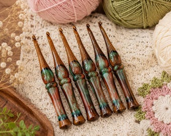 Handmade Resin Crochet Hook Set, 7 Inch Ergonomic Hook, Smooth Grip, Yarn Friendly