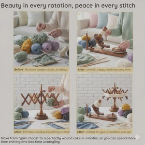 Handcrafted Rosewood Yarn Ball Winder & Swift Set – Personalized Knitting and Crochet Gift for Winder image 6